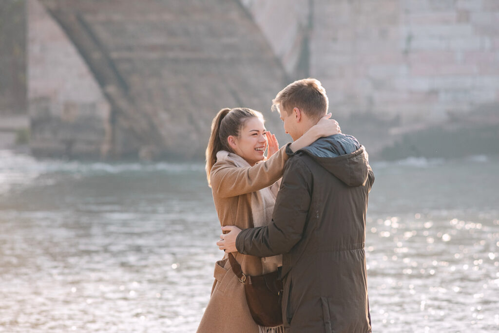 Close emotional portrait after proposal in Verona