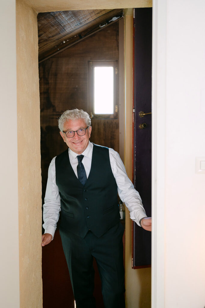 Padre della sposa per un matrimonio in Valpolicella vicino a Villa Mosconi Bertani