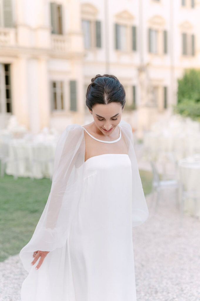 Ritratto della sposa a Villa Mosconi Bertani durante il matrimonio in Valpolicella