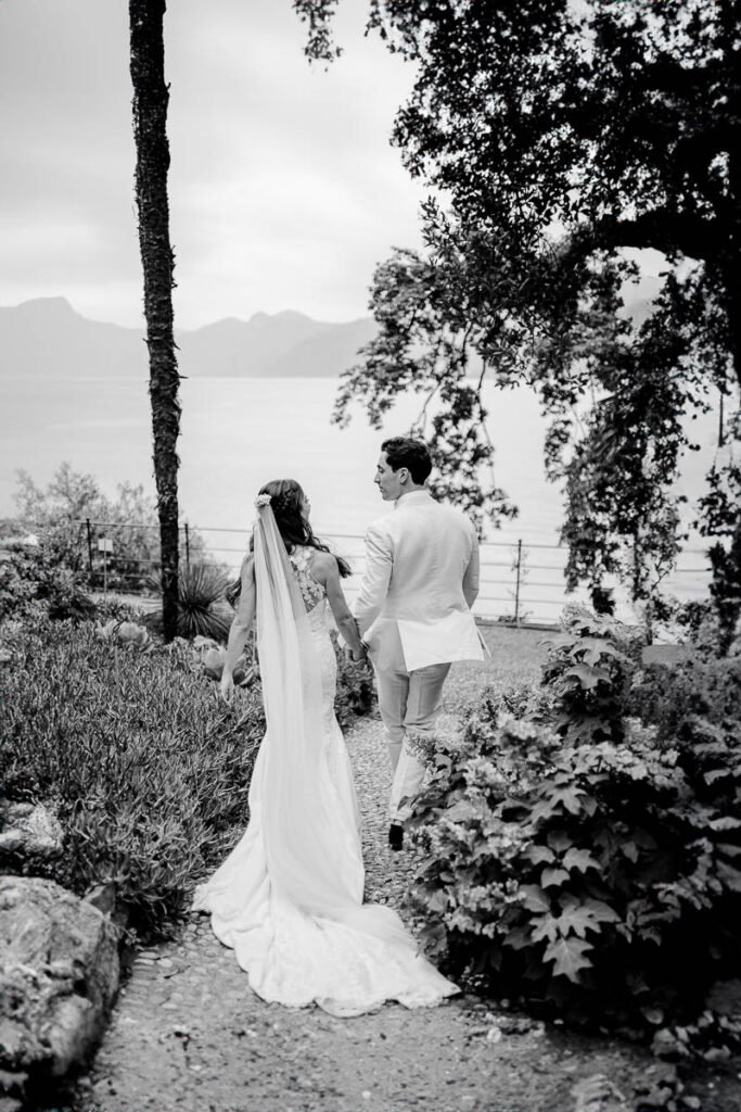 Black and white couple portrait on stairs