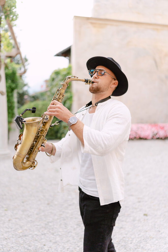 Saxophone player performing at ceremony