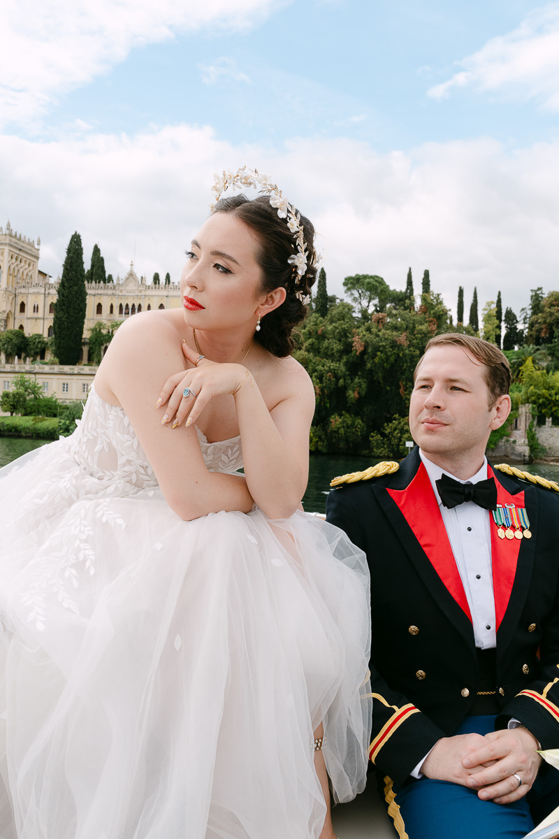 couple talking on boat candid moment